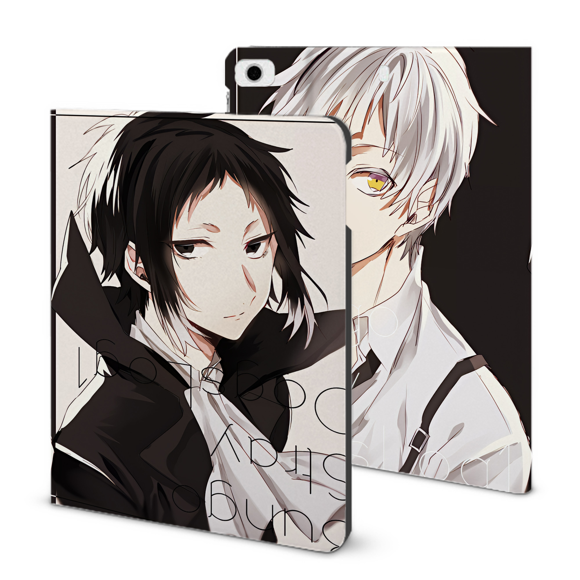 （画像用） 文豪ストレイドッグス Bungo Stray Dogs IPad ケース ブック型 PUレザー TPU 耐衝撃 軽量 薄型 ペン収納なし 全面保護 IPad 各モデル対応